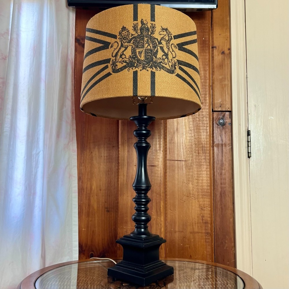 Scottish Royal Coat of Arms canvas drum lamp shade tabletop plugin lamp 30.5"